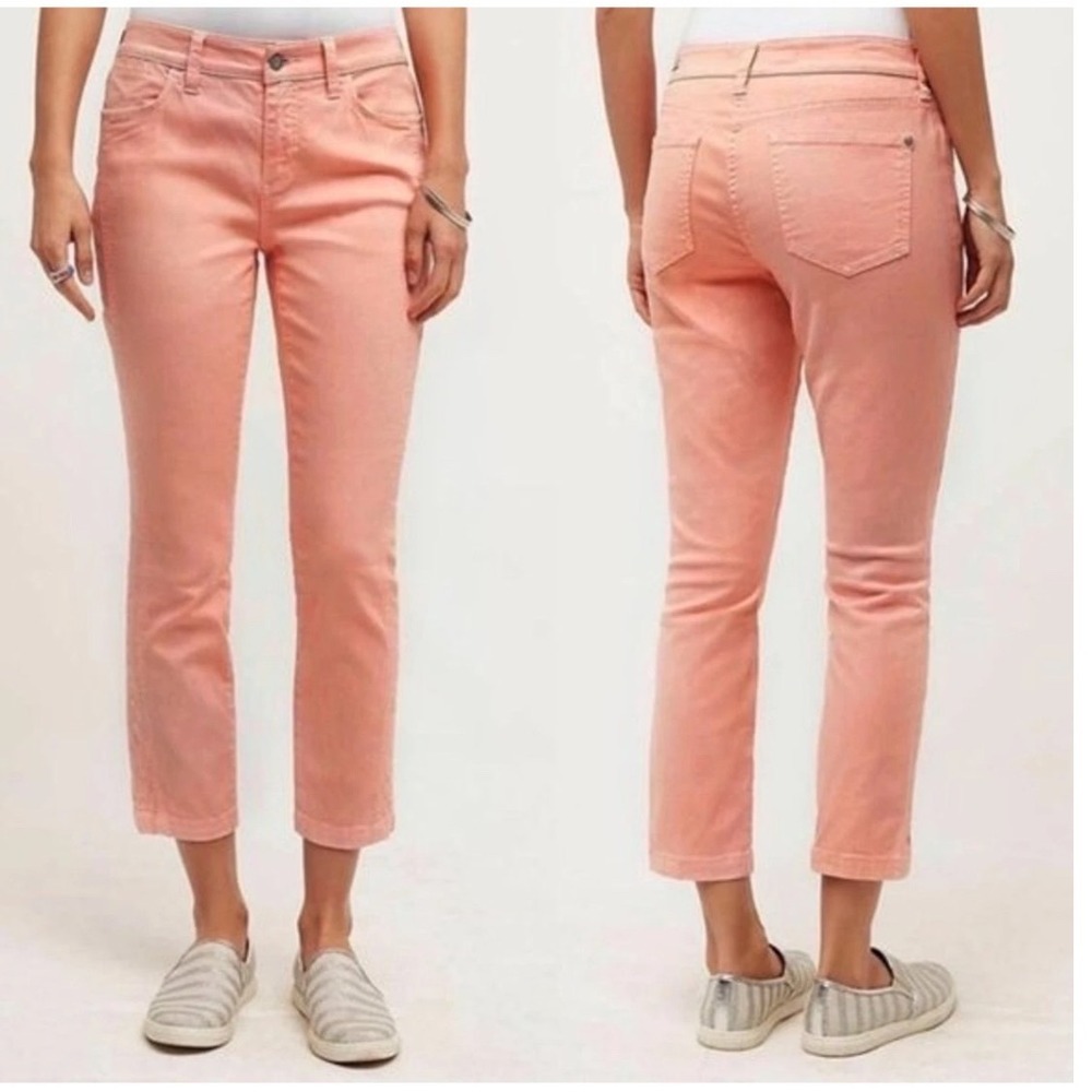 Pilcro and the Letterpress Stet Slim Straight Peach Coral Jeans Size 30